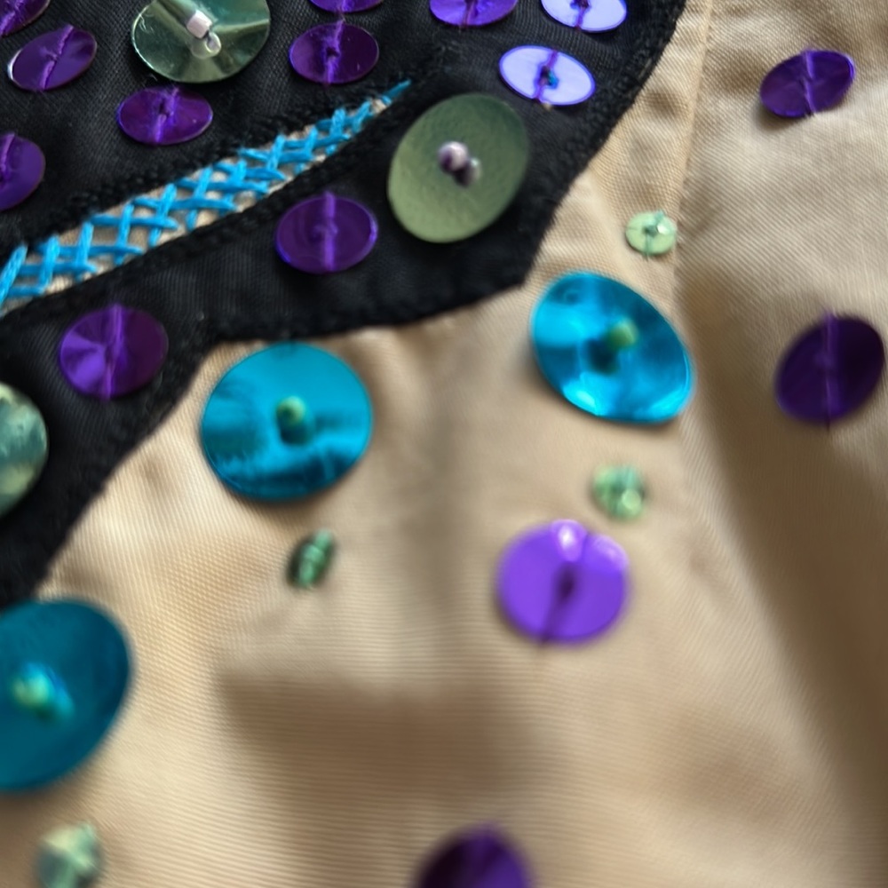 ⭐️ Moschino tan adorned colorful sequins patchy midi skirt women size 6 - Picture 7 of 16